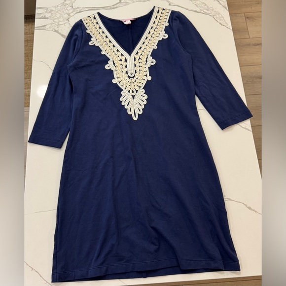 Lily Pulitzer Clarkson Shift Tunic Dress Embroidered 3/4 Sleeve - Picture 2 of 4